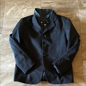 Classic Black Blazer with Plaid shirt